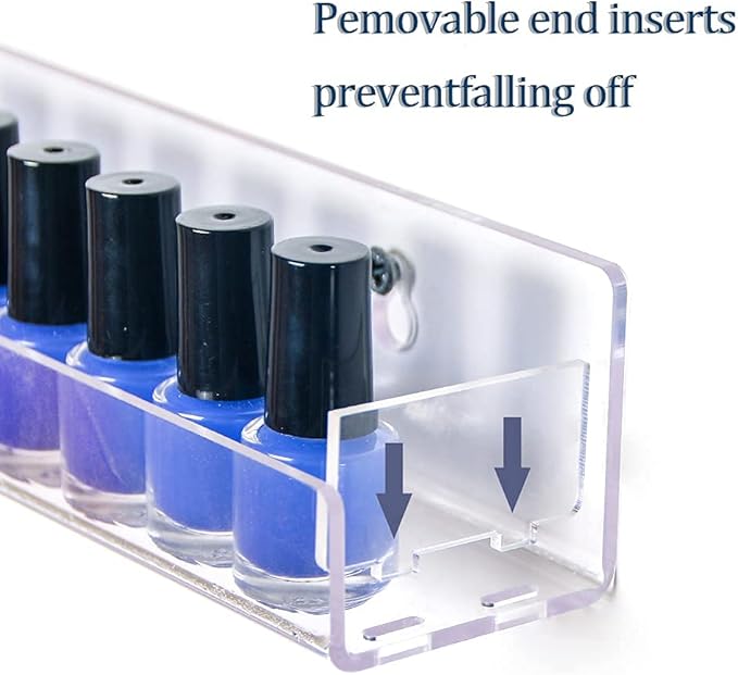 Coward 6 Piece Acrylic Nail Polish Organizer Rack Wall Mounted, Essential oil Display Stand, Alcohol ink Paint Storage Holder, displays 90 Bottles