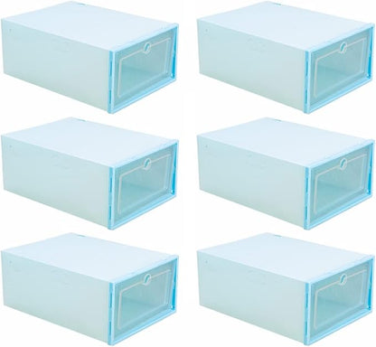 6pcs Shoes Case Window Design Stackable Cardboard Storage Boxes Easy to Find Your Shoes Keep Home Tidy
