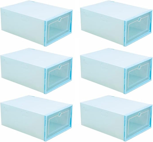6pcs Shoes Case Window Design Stackable Cardboard Storage Boxes Easy to Find Your Shoes Keep Home Tidy