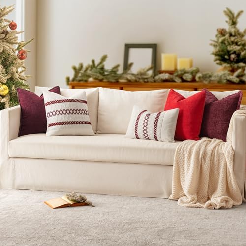 MIULEE Decorative Couch Throw Pillow Covers 20x20 Inch Burgundy Red 2 Pack - Image 6