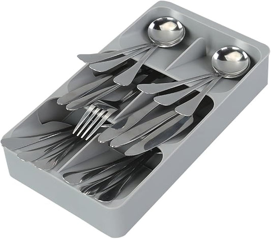 6 Slots Silverware Cutlery Drawer Organizer,Small Kitchen Utensil Tray for Flatware, Cutlery, Spoon and Knives Compact Storage Organization Keep Kitchen, Camper Drawer Neat & Organized