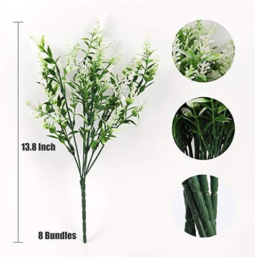 RECUTMS Artificial Plants Lavender, 8 Bundles Outdoor UV Resistant Greenery - Image 2