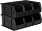 Hudson Exchange 11" x 5-1/2" x 5" (6 Pack) Plastic Stackable Storage Bin and Hanging Container, Black