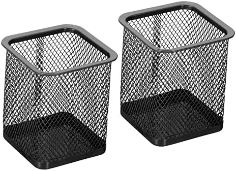 PATIKIL Mesh Pen Holder, 2 Pack Pencil Holder Pencil Basket Pen Cup Locker Organizer Square Makeup Brush Holder for Desk Accessories, Black by PATIKIL