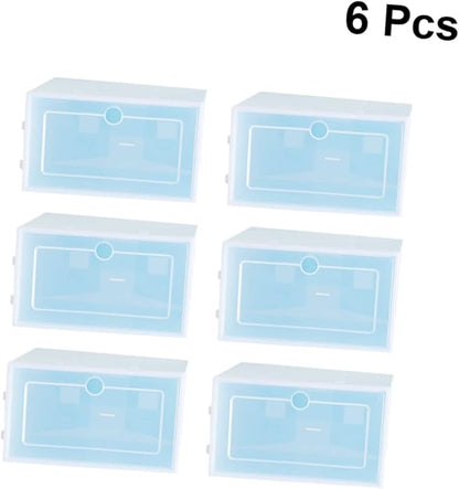 6pcs Shoes Storage Box Plastic Shoe Container Organizers Thicken Storage Racks for