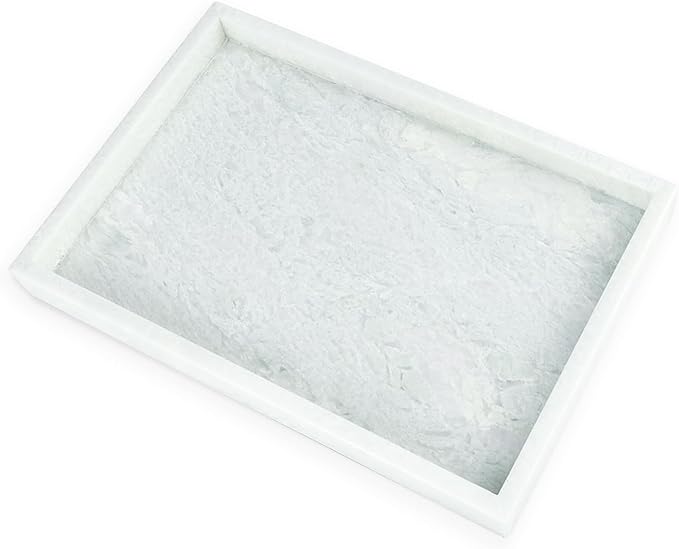 Yew & Tulip Natural Marble Vanity Tray, Luxury Stone with Light Green Textures Serving Tray for Bathroom, Kitchen, Vanity, Home Decor, Wedding etc. (12" x 8" x 1.2")