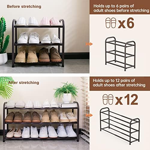 Gonfoam Expandable 3-Tier Shoe Rack for Closet and Entryway, Bronze - Image 6