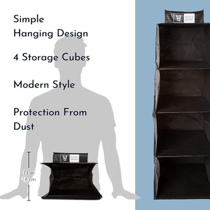 Homiegear Wall Hanging Organizer, 4 Storage Case Racks - Closets Organization Storage System for Caps, Wallet, Shoes, Towel, Goggles, Scarves, Belt & More for Closets Items - (Black)