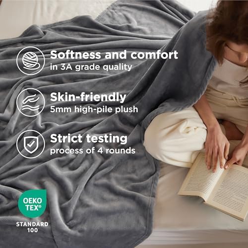 Bedsure GentleSoft Fleece Blanket Twin XL Grey - College Dorm Room Essentials for Guys and Girls Soft Warm Throw Blanket Dorm Room Decor, 66x90 inches - Image 3