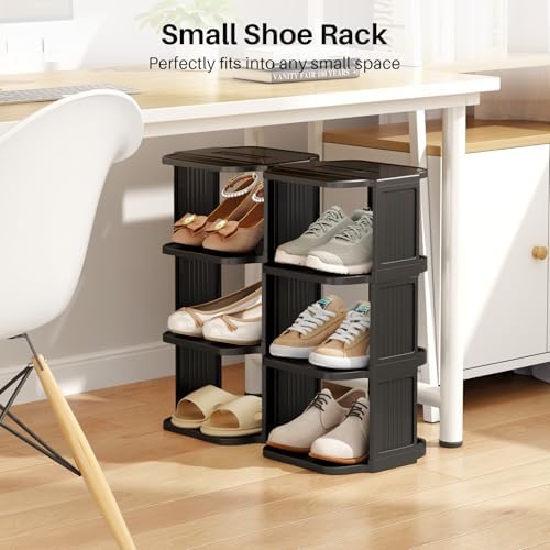 Shoe Racks for Closet, 5 Tiers Stackable Shoe Rack for Front Door Entrance Free Standing Plastic Shoe Stand Narrow Tall Vertical Shoe Rack, Closet Shoe Organizer for Small Spaces Shoe Storage - Image 5