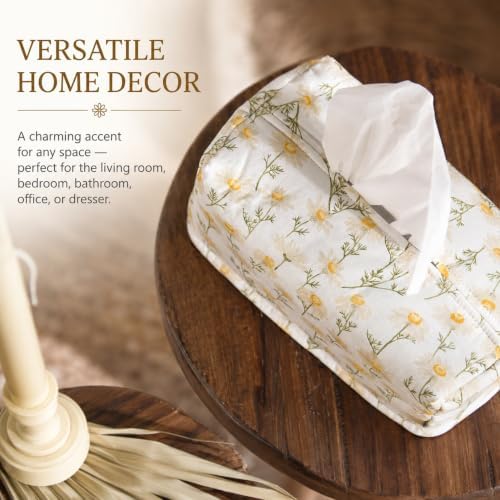 Rectangle Cotton Tissue Box Cover, Chamomile Floral Design, Made in Korea - Image 5