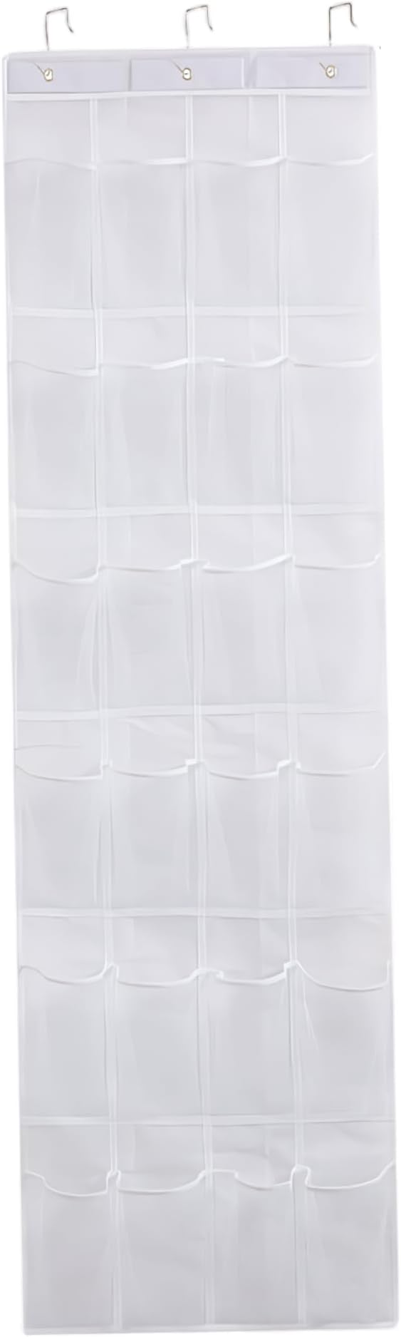 Shoe Hanger for Door 24 Mesh Pocket over the Door Shoe Organizer Space Saving Hanging Storage Holder with Hooks 64x19 Inch White Hanging Organizer