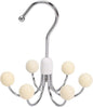 6-Wooden Balls Space Saving Hangers, Multipurpose 360° Swivel Hanger for Closet, Rotatable Wardrobe Hooks, Hanging Holder Organizer for Purse, Belt, Scarf, Bra, Hat and Tie Storage (Beige)