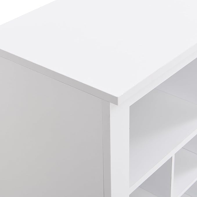 JIVOIT Modern Square Shoe Cabinet with Curved Base, Sleek Design 24 Shoe Cubby Console, Versatile Sideboard for Hallway, Bedroom, Living Room (White,Curved Base)