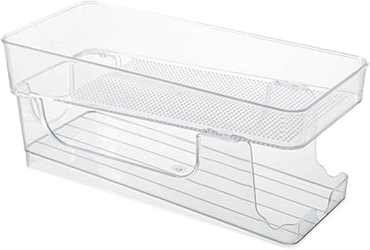 OSALADI Double-layer Soda Can Organizer Dispenser, Stackable Plastic Can Holder with Auto-rolling Function for Fridge and Home Kitchen Storage