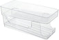 OSALADI Double-layer Soda Can Organizer Dispenser, Stackable Plastic Can Holder with Auto-rolling Function for Fridge and Home Kitchen Storage