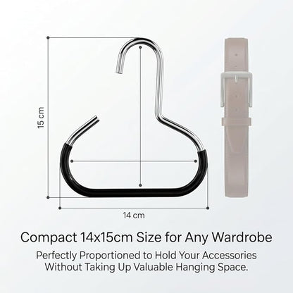 Scarf Hanger for Closet, Non-Slip PVC Coated Hat Organizer & Tie Rack, Arched Steel Hook Space Saving Hanger for Multiple Scarves, Belts, Hijabs and Accessories, Black 10 Pack