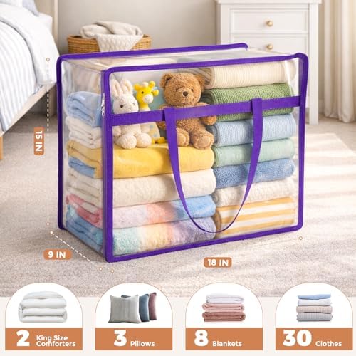 4 Pack Clear Storage Bags for Clothes, 45L Closet Organizers and Storage - Image 2