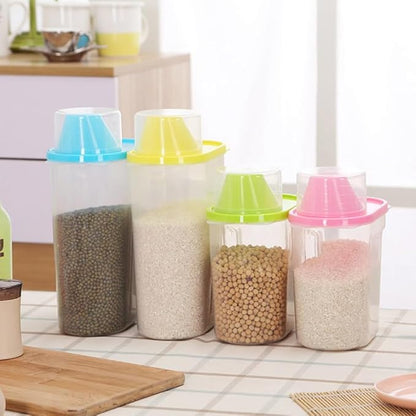 Wakauto 1.5L Airtight Food Storage Container – Plastic Clear Cereal & Rice Storage Bin Dispenser with Pour Spout & Measuring Cup, for Grains, Cereal, Rice, Beans, Kitchen Organization & Meal Prep
