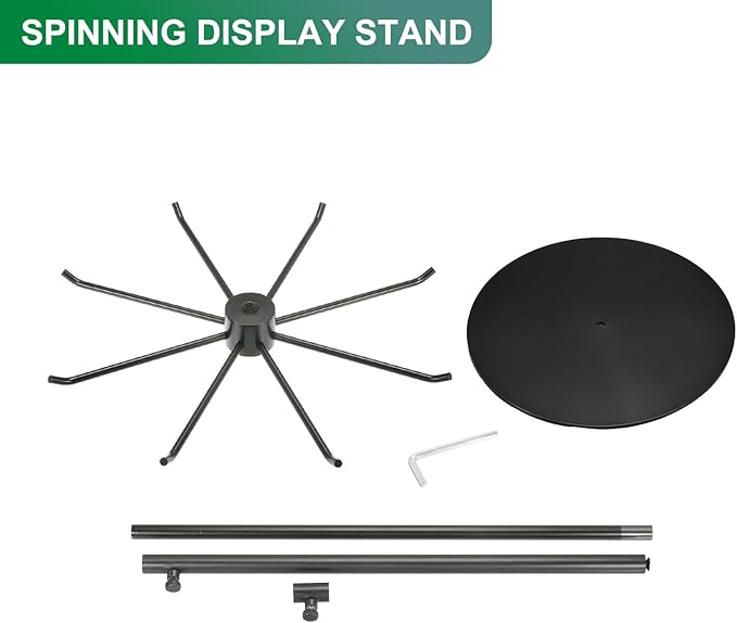 uxcell Keychain Display Stand, 1Pcs - Metal 1-layer Rotating Jewelry Display Stand with 8 Hook, Adjustable Display Rack for Necklace Craft Shows (Black)