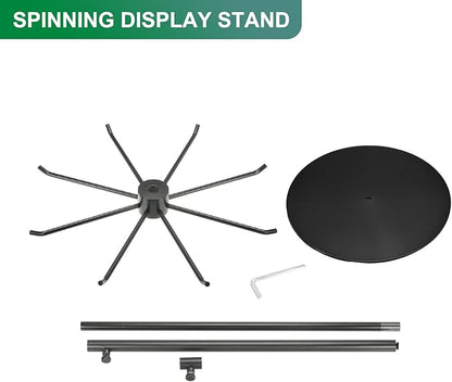uxcell Keychain Display Stand, 1Pcs - Metal 1-layer Rotating Jewelry Display Stand with 8 Hook, Adjustable Display Rack for Necklace Craft Shows (Black)