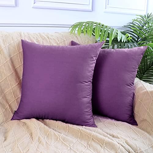 Thmyo 4-Pack 100% Cotton Comfortable Solid Decorative Throw Pillow Case, Square Cushion Cover Pillowcase Sublimation Blank Pillow Covers DIY Throw Pillowcase for Sofa(18x18 inch/ 45x45cm,Purple) - Image 3