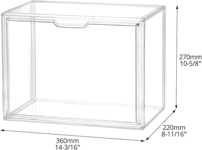 QWORK Stackable Plastic Closet Storage Container Shoebox - Clear Versatile Organizer for Shoes and Bags, 14x8.6x10.6 inches