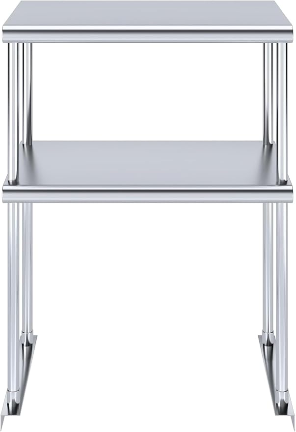 NSF Certified 18 Gauge Heavy Duty Stainless Steel Double overshelf with Brackets for Kitchens, Utility Rooms, Storage, Offices & Home