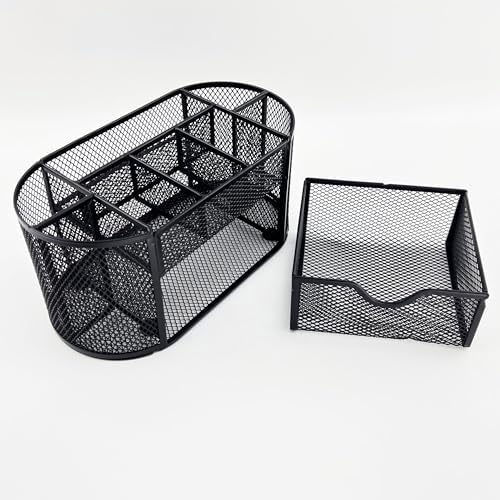 Fengtaiyuan T12, Black Metal Wire Mesh Pencil Holder for Desk, Pencil Cup for Office, Pen Holder for School, Desktop Organizer, Office Storage Box (T12) by Fengtaiyuan
