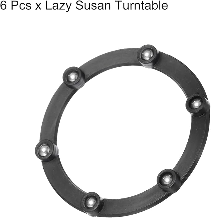MECCANIXITY 3inch Rotating Swivel Stand with Steel Ball Bearings Annular Lazy Susan Base Turntable for Kitchen Corner Cabinets, 69 x 55mm Black Pack of 6