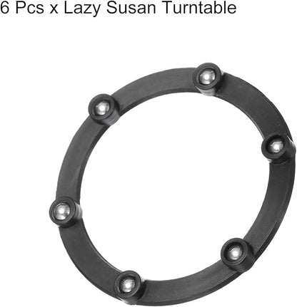 MECCANIXITY 3inch Rotating Swivel Stand with Steel Ball Bearings Annular Lazy Susan Base Turntable for Kitchen Corner Cabinets, 69 x 55mm Black Pack of 6