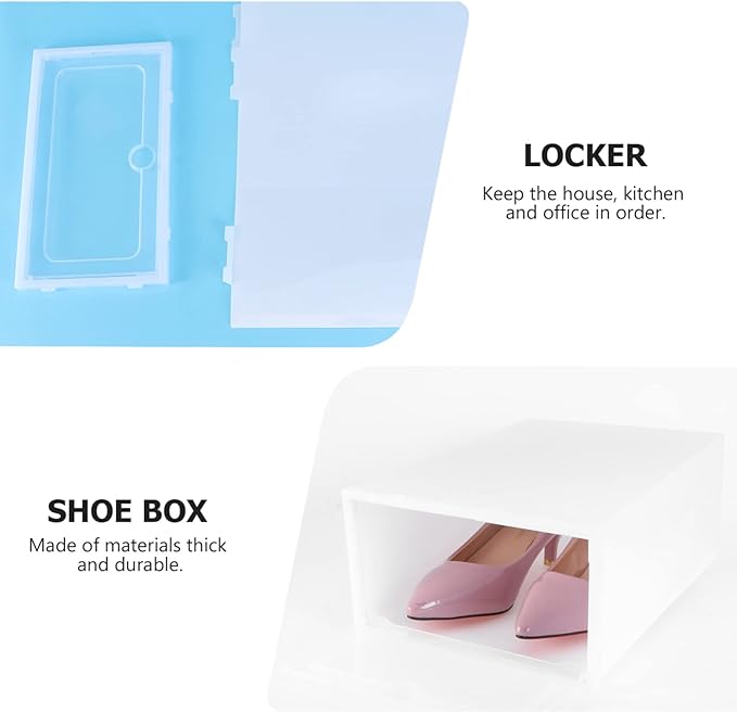 Alipis 6pcs Stackable Transparent Shoe Storage Boxes White Plastic Container for Organized Closets Entryway and Under-bed Storage for Shoes and Item Organization