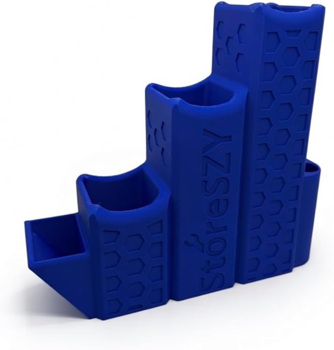 ZipStation Pro Zip Tie Organizer – 3 Tier Holder with Cutter Slot & Pen Storage – Magnetic Toolbox Organizer (Blue)