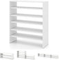 Giantex 3-in-1 Vertical Shoe Rack, 6-Tier Free Standing Shoe Storage Organizer w/Stackable Design for 18 Pairs, 31 Inch Wide Wood Shoe Shelf for Closet, Entryway, Living Room, Office, White