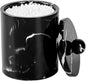Bathroom Qtip Holder Dispenser with Lid,Vanity Cotton Swab Holder,Resin Cotton Ball Container,Makeup Sponges Cosmetics Canister,Bath Salts Storage Box for Bathroom (Marble Black)