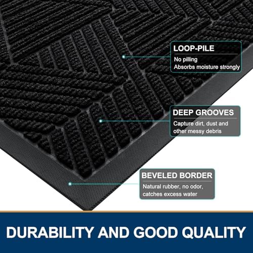 Smiry Front Door Mat Outside Entrance, Low Profile Rubber Doormat, 59x20 - Image 4