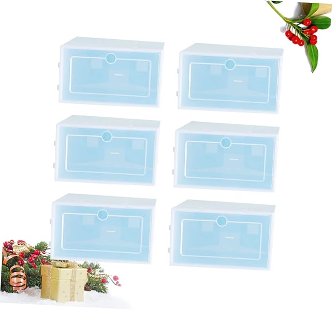 6pcs Shoes Storage Box Plastic Shoe Container Organizers Thicken Storage Racks for