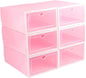 Holibanna 6pcs Thickened Stackable Shoe Boxes with White Frame Pink Plastic Shoe Storage Containers for Men’s Closet Organization