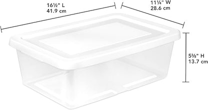Sterilite 12-Pack Clear Storage Box, Stackable Container Bins with Lids, 12 Qt, White – Plastic Containers for Home, Closet, Bathroom, and Office Organization