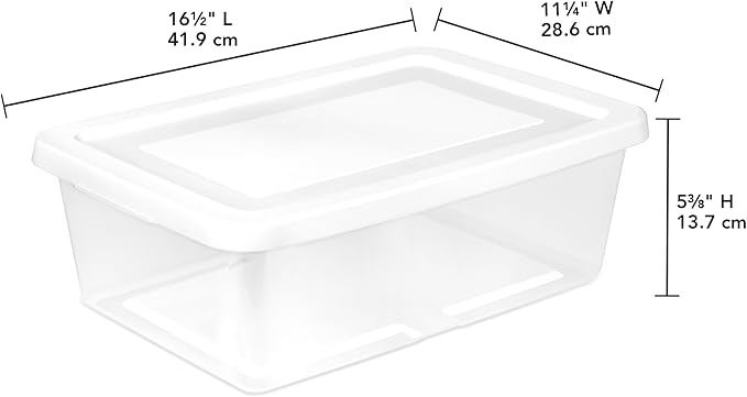 Sterilite 30 Pack Storage Box, 12 Quart Stackable Tote, Clear Plastic Container with Secure Snapping Lids for Home and Office Organization, White