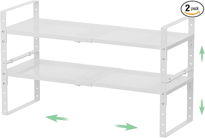 Expandable Metal Shoe Rack, Adjustable Space-Saving, Heavy-Duty Shoe Rack with Borders. Multi-Functional for Closet, Bathroom, Entryway, Kitchen or Office