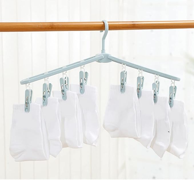 Collapsible Travel Shorts Skirt Shirt Socks Hangers with Clips Foldable Pants Clothes Plastic Suit Hangers Non Slip Closet Blue Organizer Retail Displays