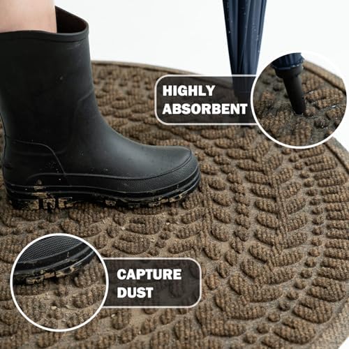 RORA Half Circle Door Mat Front Door Mat Outside Entrance Welcome Mat 17x30 - Image 3
