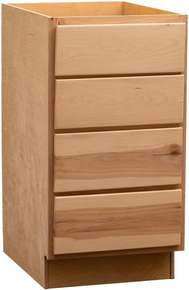 Quicklock RTA (Ready-to-Assemble) | Base Kitchen Cabinets - Shaker Style | Made in America (Raw Hickory, 24" Wx34.5 Hx24 D 4 Drawer)