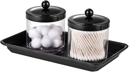 Vintage Farmhouse Decor Metal Vanity Tray, Countertop Guest Hand Towel Storage Organizer Tray Dispenser, Sturdy Holder for Perfume, Cosmetics, Jewelry, Makeup Bathroom Organizer (1 Pack, Black)