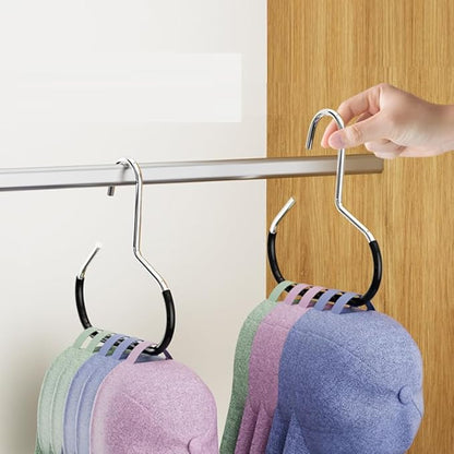 Durable Steel Hangers: Maximize Closet Space with Versatile Storage, Stainless Steel Hat Hangers for Closet, Hat Rack Hats Holder for Baseball Caps, Scarf and Hats Organizer (Gray,6 PCS)