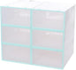 6pcs Men’s Stackable Thickened Plastic Shoe Boxes with Blue Frame, Shoe Storage Containers for Closet Organization and Travel