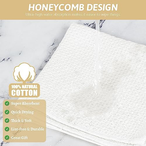 Nialnant 100% Cotton Dish Cloths for Washing Dishes, 4 Pack Waffle Weave Dish Towels,Super Soft Absorbent Cleaning Rags-White,12x12 Inch - Image 3