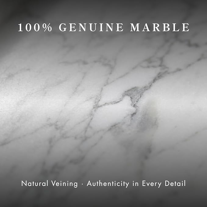 Bey-Berk Atticus Marble Bath Tray (White), 14.25" x 3.75" x 4", Genuine Stone Vanity Organizer