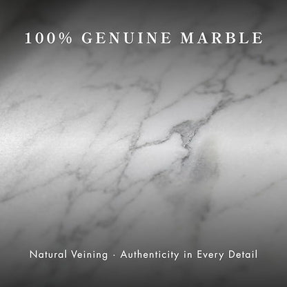 Bey-Berk Atticus Marble Bath Tray (White), 14.25" x 3.75" x 4", Genuine Stone Vanity Organizer